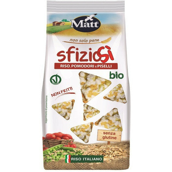 Matt Sfiziosì Triangolini di riso e mais con pomodoro e piselli Bio 60g-2