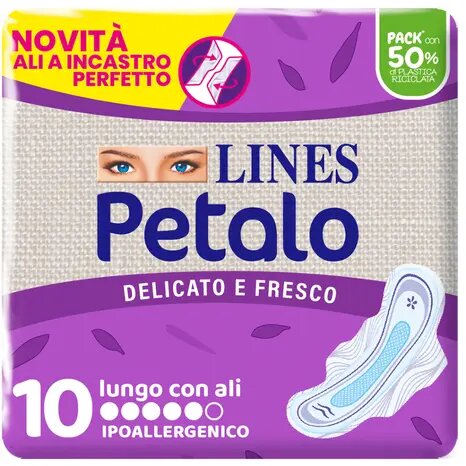 Lines Petalo Delicato e Fresco 10 Assorbenti Lunghi Con Ali-1