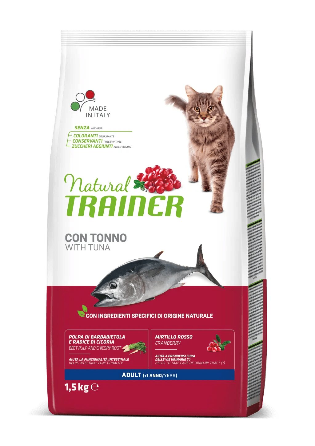 Natural Trainer Crocchette Al Tonno Per Gatti Adulti Sacco 1,5 Kg-1