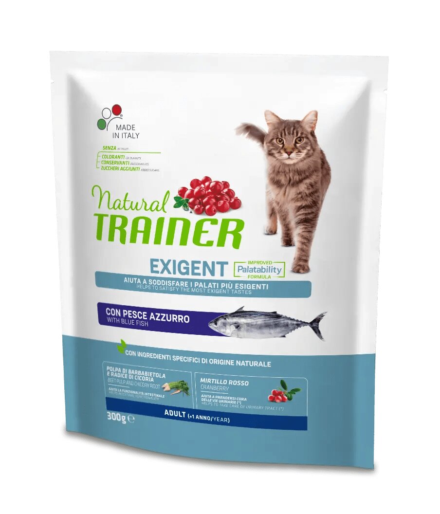 Natural Trainer Exigent Crocchette Con Pesce Azzurro Per Gatti Adulti Sacco 300g-1