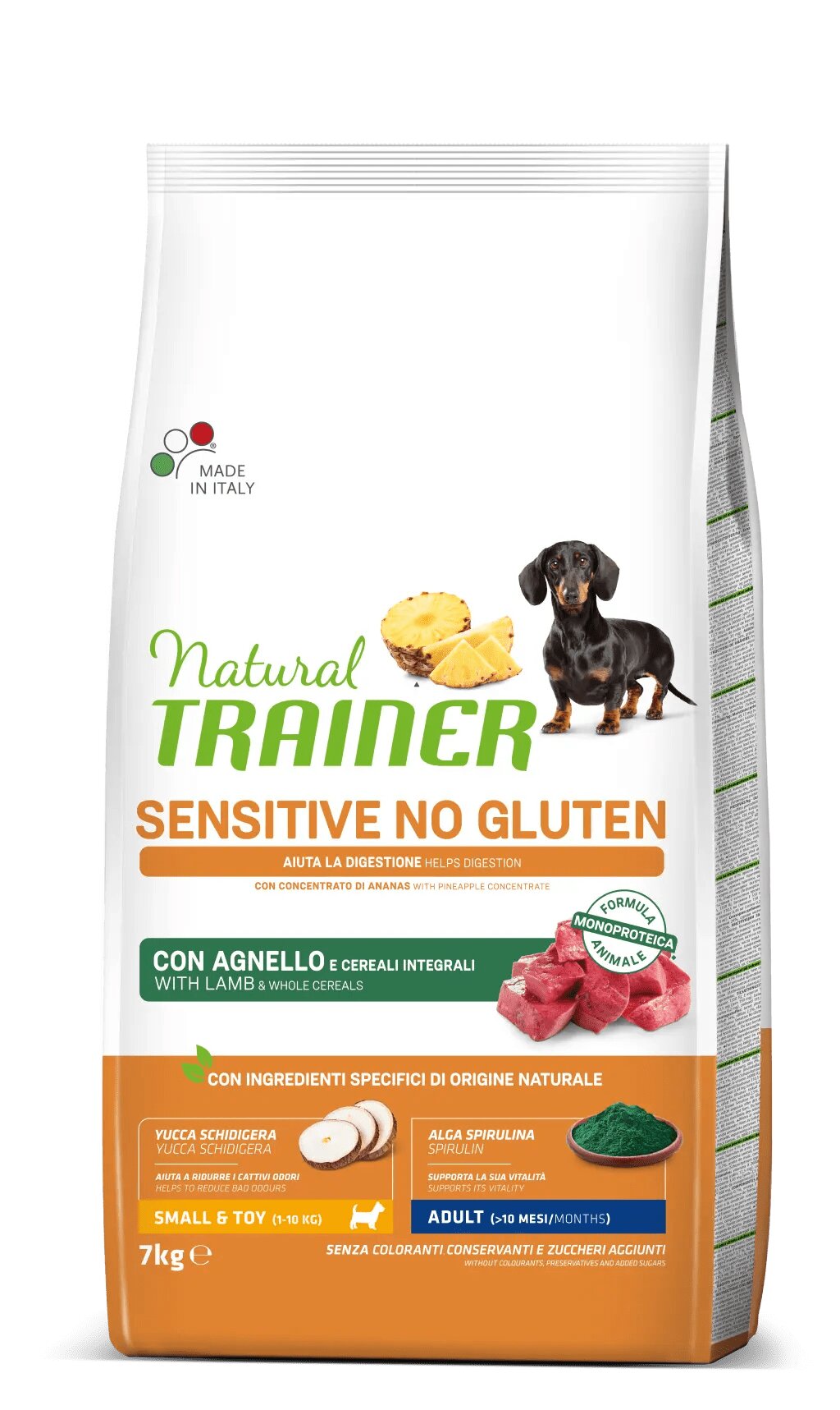 Natural Trainer Sensitive Senza Glutine Crocchette Agnello Per Cani Adulti Taglia Mini 7kg-1