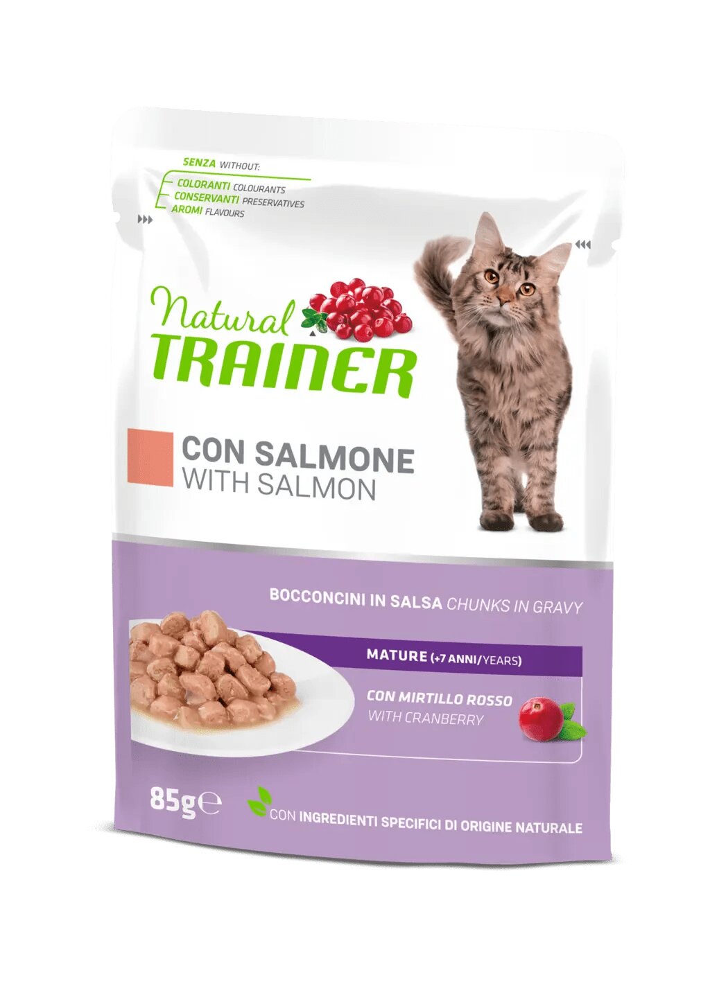 Natural Trainer Cibo Umido Salmone Per Gatti Senior Busta 85g-1