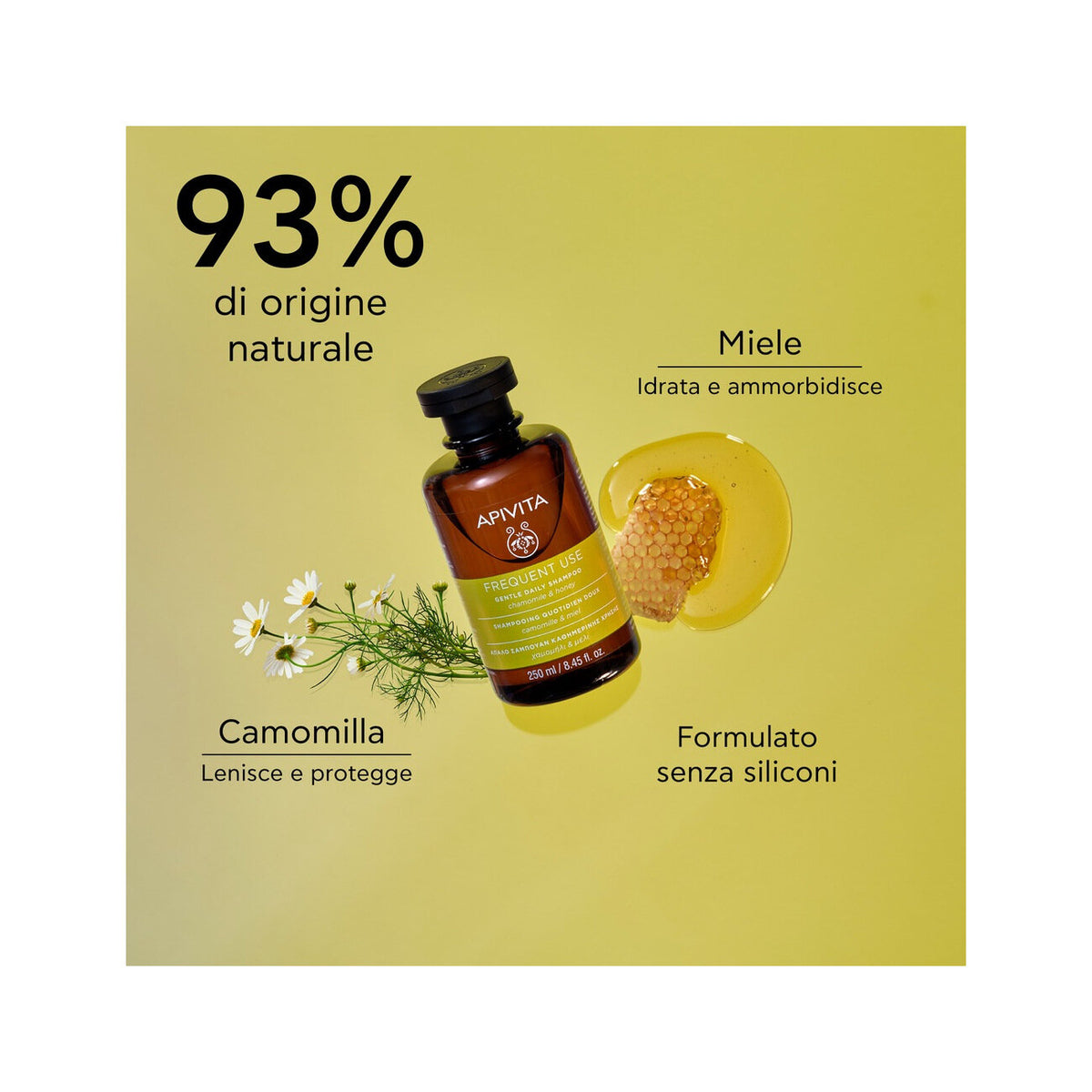 Apivita Shampoo Delicato Uso Frequente Miele/Camomilla 250ml-3
