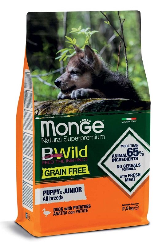 Monge B Wild Grain Free Con Anatra/Patate Cibo Secco Per Cuccioli Sacco 12Kg-2
