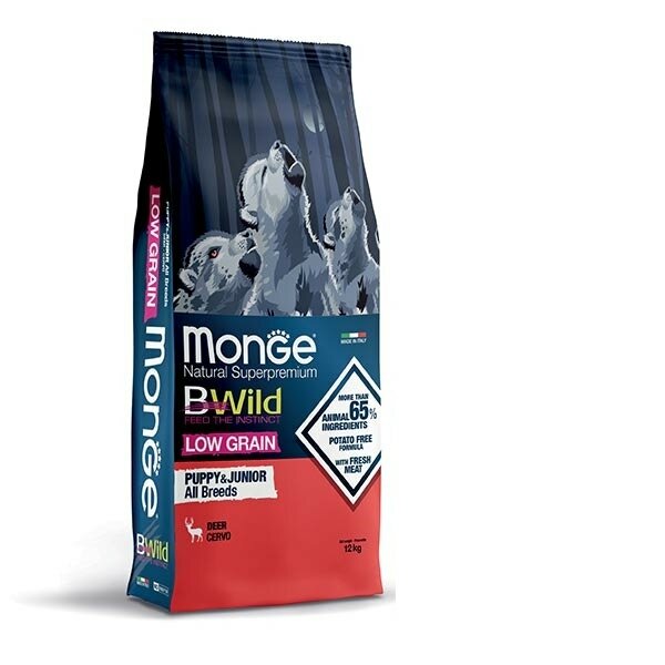 Monge B Wild Low Grain All Breeds Con Cervo Cibo Secco Cani Cuccioli Sacco 12 kg-2