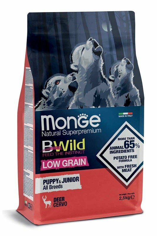 Monge B Wild Low Grain All Breeds Con Cervo Cibo Secco Cani Cuccioli Sacco 2,5kg-2