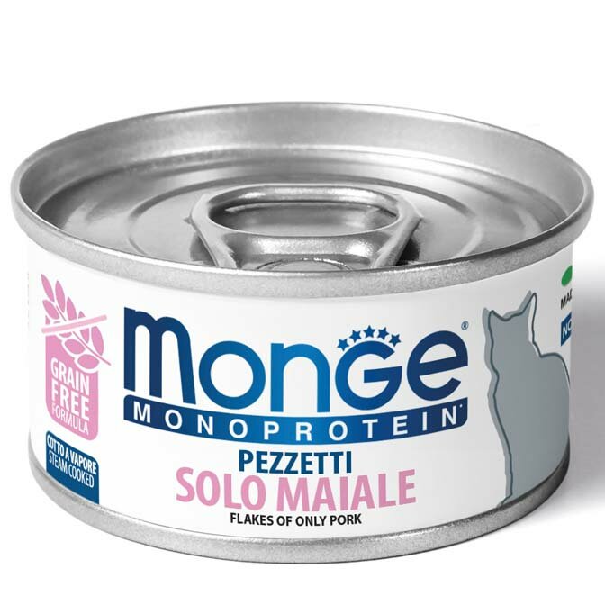 Monge Monoprotein Pezzetti Solo Maiale Cibo Umido Per Gatti Adulti 80g-2