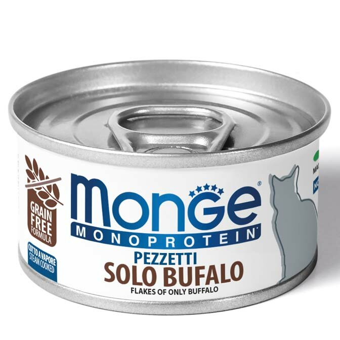 Monge Monoprotein Pezzetti Solo Bufalo Cibo Umido Per Gatti Adulti 80g-2