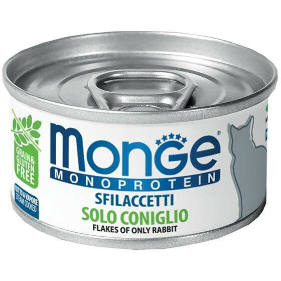 Monge Monoprotein Sfilaccetti Solo Coniglio Cibo Umido Per Gatti Adulti 80g-2