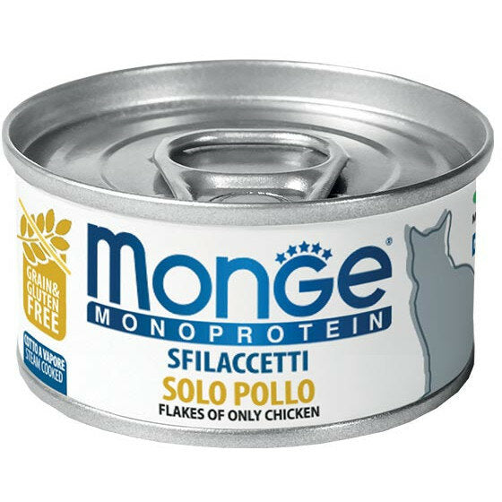 Monge Monoprotein Sfilaccetti Solo Pollo Cibo Umido Per Gatti Adulti 80g-2