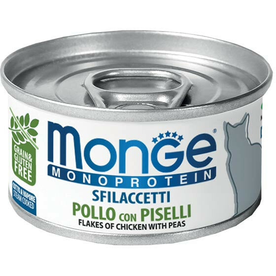 Monge Monoprotein Sfilaccetti Pollo Con Piselli Cibo Umido Per Gatti Adulti 80g-2