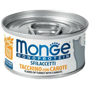Monge Monoprotein Sfilaccetti Tacchino Con Carote Cibo Umido Per Gatto Adulto 80g-2