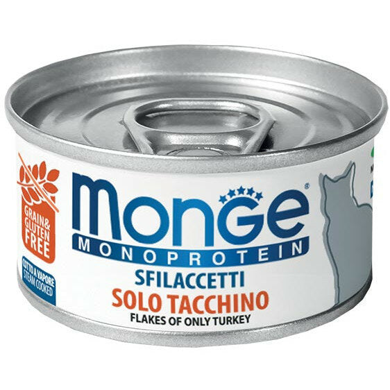Monge Monoprotein Sfilaccetti Solo Tacchino Cibo Umido Per Gatti Adulti 80g-2