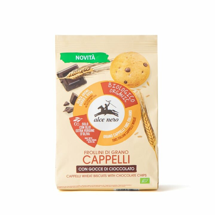 Alce Nero Frollini biologici di Grano Cappelli con gocce di cioccolato 250g-2