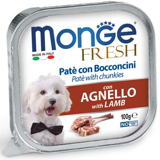 Monge Fresh Paté Bocconcini Con Agnello Cibo Umido Per Cani Adulti 100g-2