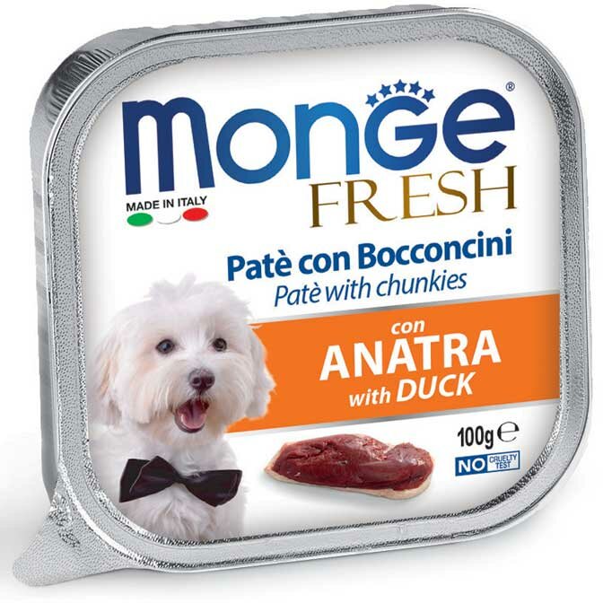 Monge Fresh Paté Bocconcini Con Anatra Cibo Umido Per Cani Adulti 100g-2