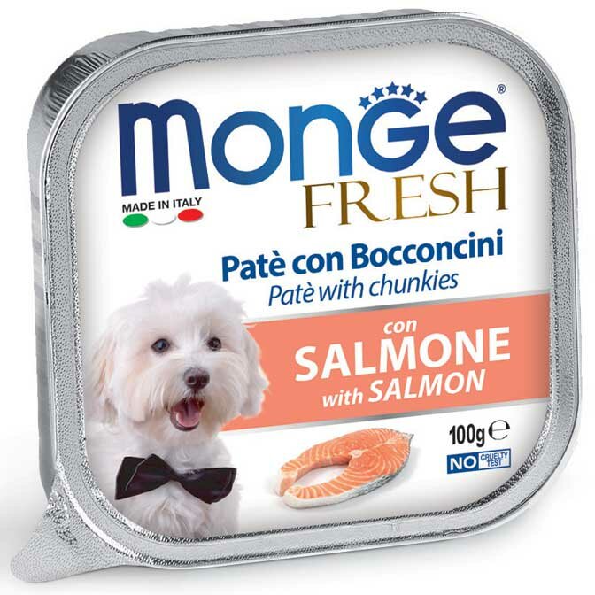 Monge Fresh Paté Bocconcini Con Salmone Cibo Umido Per Cani Adulti 100g-2