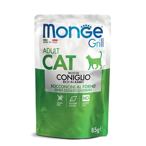 Monge Grill Adult Ricco in Coniglio Cibo Umido Per Gatti Adulti 85g-2