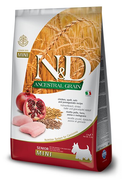 Farmina N&D Ancestral Grain Pollo E Melograno Cani Senior Taglia Mini Sacco 2,5kg-2