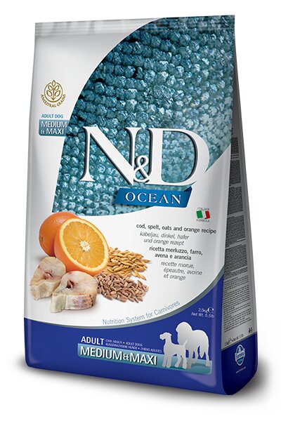 Farmina N&D Ocean Merluzzo E Farro Cani Adulti Taglia Media E Grande Sacco 12kg-2