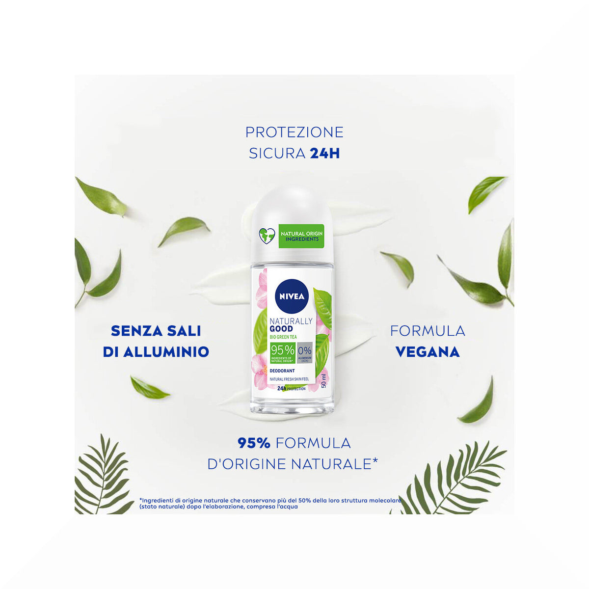Nivea Naturally Good Green Tea Deodorante Roll-on 50ml Con Tè Verde Bio E 0% Alluminio-3