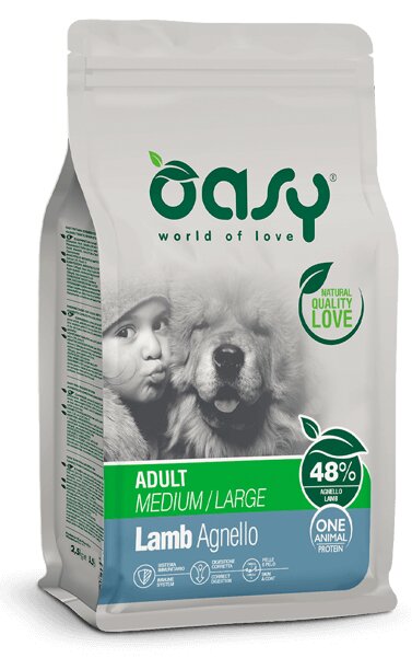 Oasy Dry Monoproteico Crocchette Al Agnello Per Cani Taglia Media/Grande Sacco 12kg-2