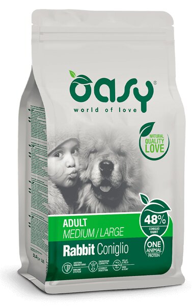 Oasy Dry Monoproteico Crocchette Al Coniglio Per Cani Taglia Media/Grande Sacco 12kg-2