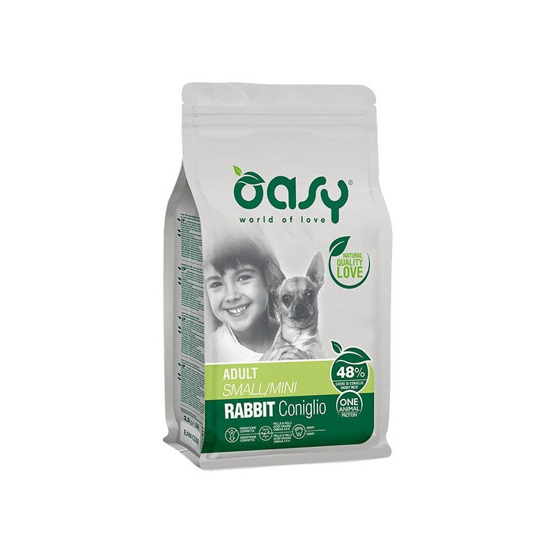 Oasy One Animal Protein Adult Small & Mini Con Coniglio Per Cani Adulti 2.5kg-1
