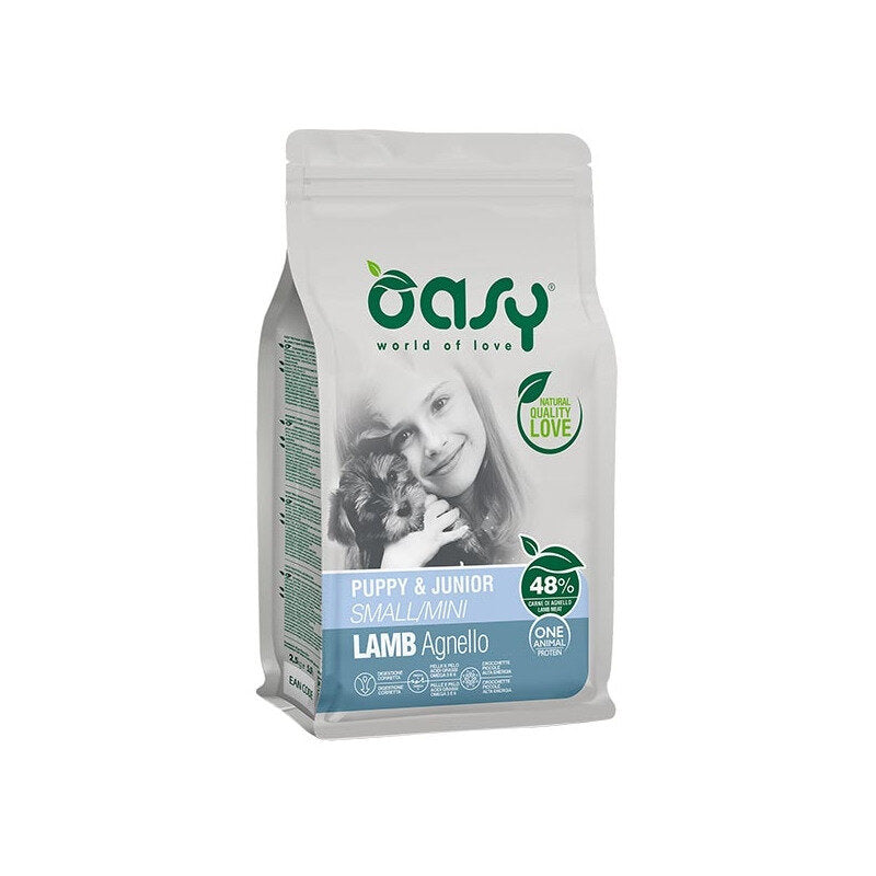 Oasy One Animal Protein Puppy & Junior Small & Mini Con Agnello Per Cani Cuccioli 800g-1