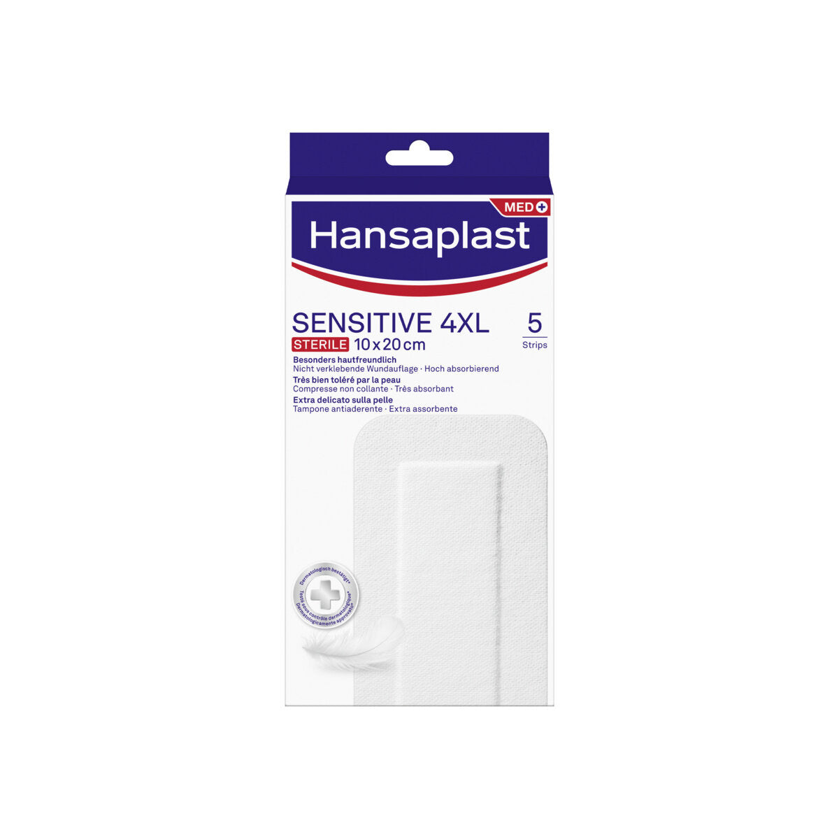 Hansaplast Cerotti Sensitive 4XL Medicazione Per Ferite Medio Grandi 5 Pezzi 10x20cm-1