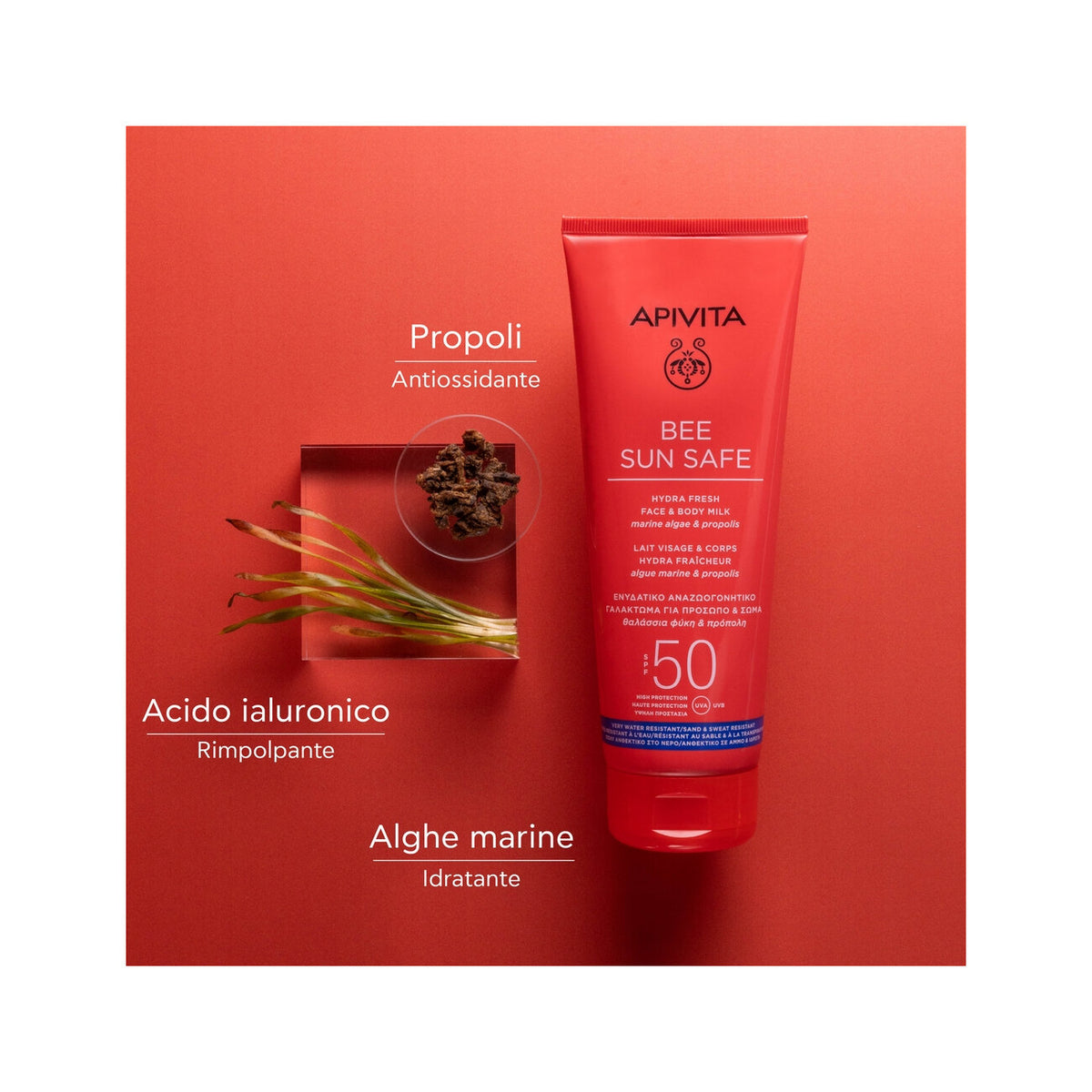 Apivita Bee Sun Safe Hydra Fresh Latte Solare SPF50 Viso Corpo 200ml-3