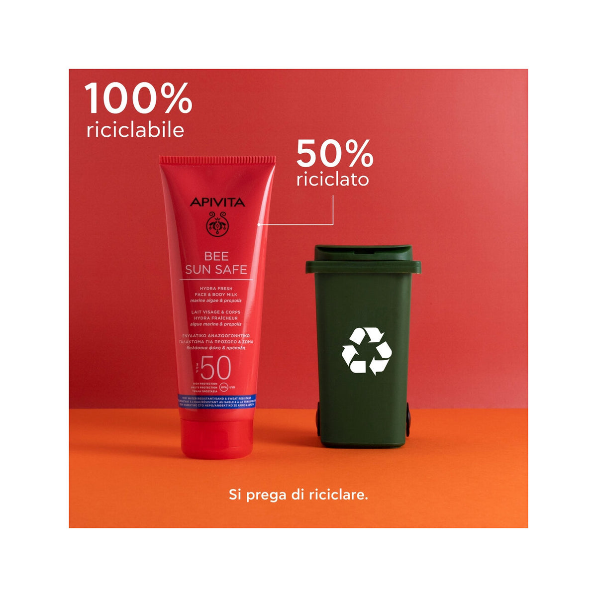 Apivita Bee Sun Safe Hydra Fresh Latte Solare SPF50 Viso Corpo 200ml-7