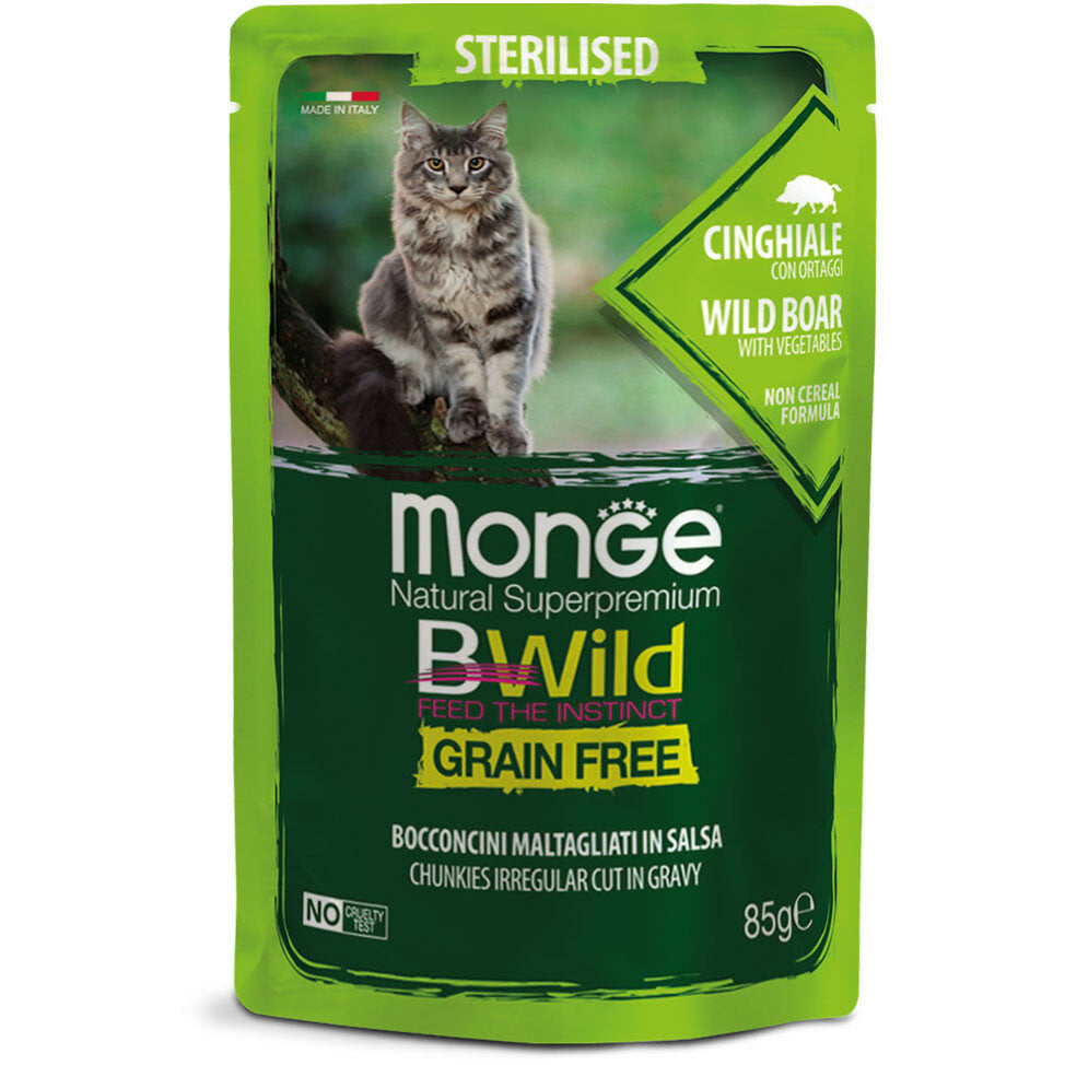 Monge B Wild Grain Free Cinghiale Con Ortaggi Cibo Umido Per Gatti Sterilizzati 85g-2