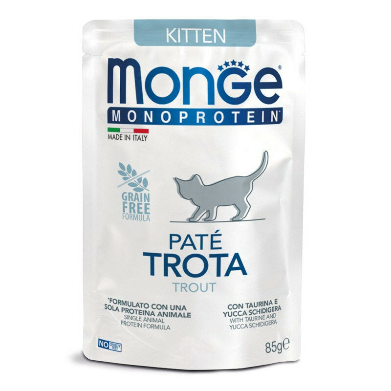 Monge Monoprotein Kitten Paté Trota Cibo Umido Per Gatti Cuccioli 85g-2
