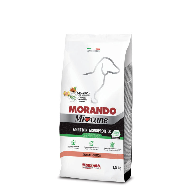 Miocane Adult Mini Monoproteico Sensitive Crocchette al Salmone per Cani di Piccola Taglia 1,5kg