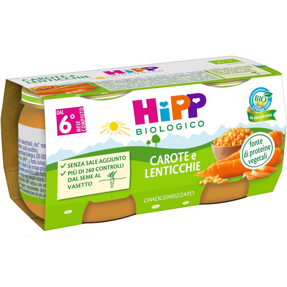 Hipp Bio Omogeneizzato Carote e Lenticchie 2x80g-2