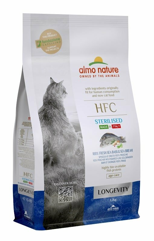 Almo Nature HFC Longevity Cibo Secco Spigola E Orata Per Gatti Adulti Sterilizzati Sacco 1,2kg-2