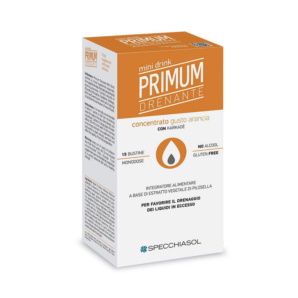 Specchiasol Primum Drenante per il drenaggio dei liquidi in eccesso 15 bustine gusto arancia-2