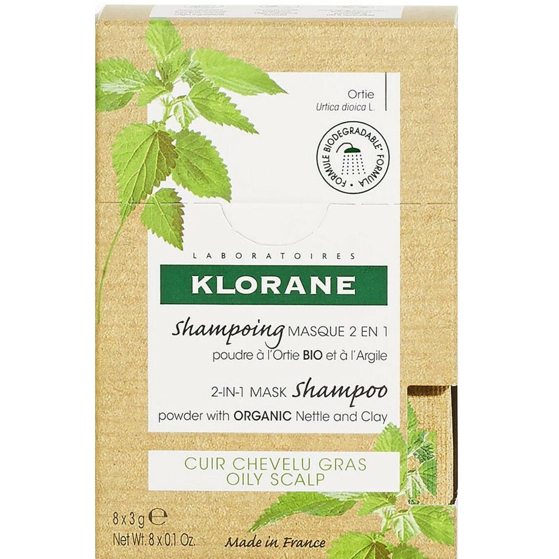 Klorane Shampoo maschera 2 in 1 Polvere all'Ortica BIO e all'Argilla cuoio capelluto grasso 24g-5