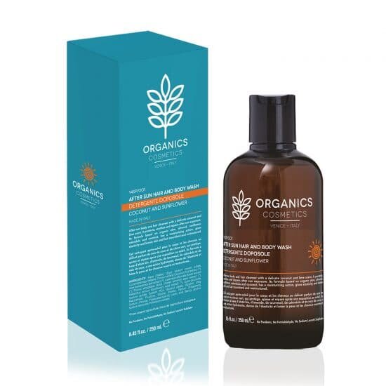 Organics Cosmetics Detergente Doposole Coconut E Sunflower Per Corpo E Capelli 250ml-2