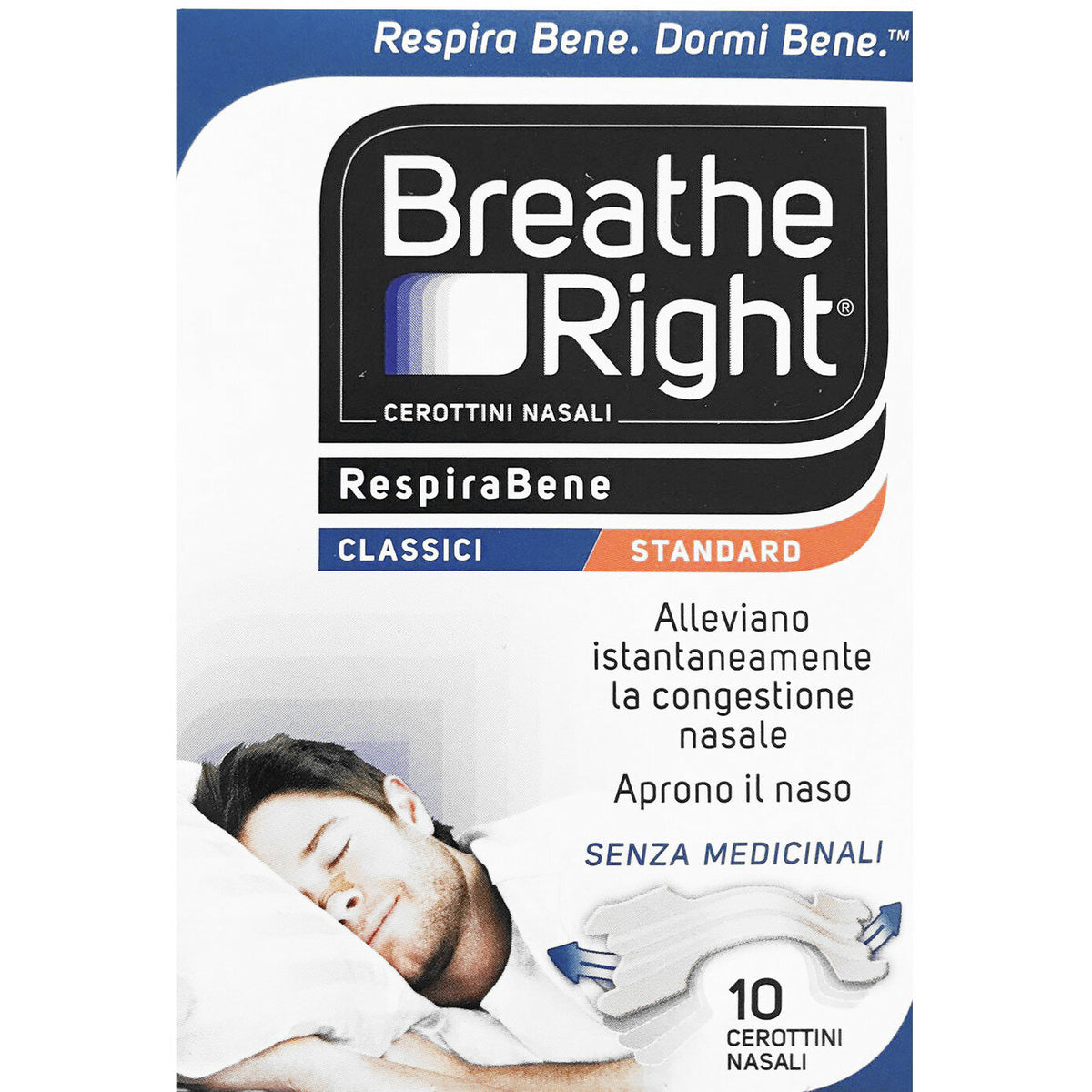 Breathe Right Classic cerottini nasali senza medicinali misura standard 10 pezzi-2