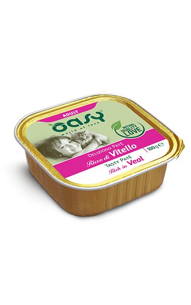 Oasy Delizioso Paté Per Gatti Adult Ricco di Vitello 100g-1