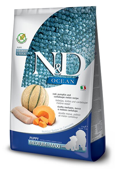 Farmina N&D Ocean Merluzzo E Zucca Cani Cuccioli Taglia Media E Grande Sacco 2,5kg-1