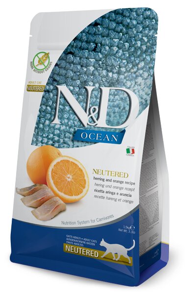 Farmina N&D Ocean Neutered Aringa E Arancia Gatti Adulti Sterilizzati Sacco 300g-2