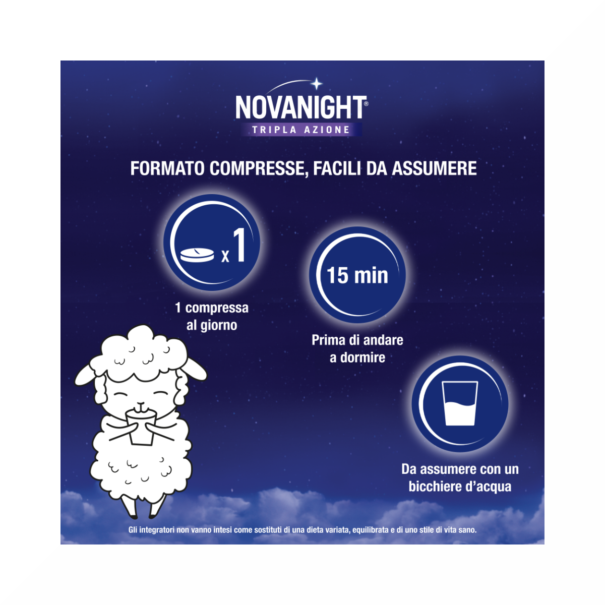 Novanight Tripla Azione con Melissa e Melatonina per Dormire Senza Glutine 30 Compresse-17