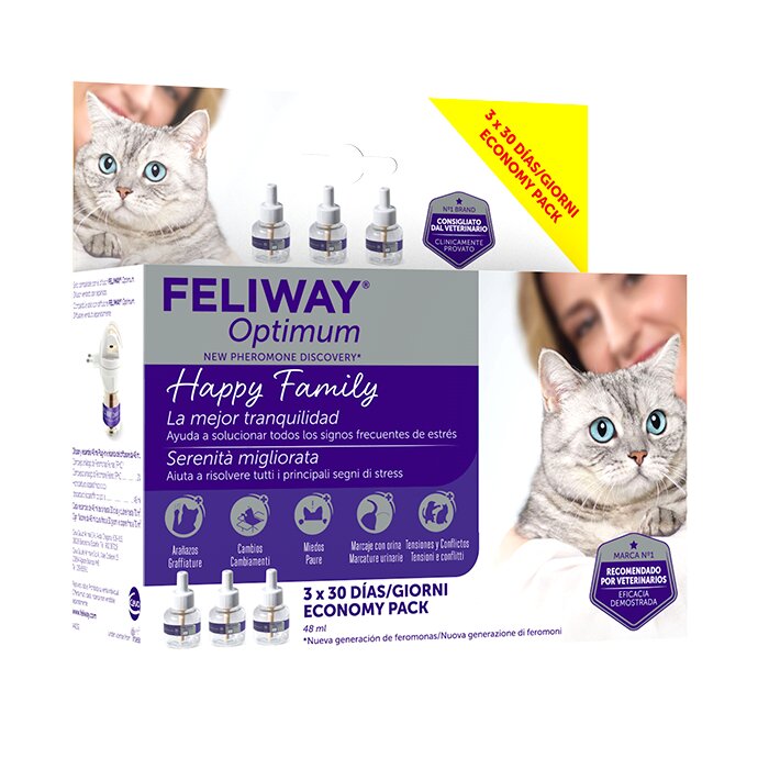 Feliway Optimum Ricarica Diffusore Anti-stress Gatti 3x48ml-1