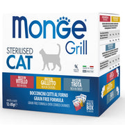 Monge Grill Sterilised Multibox Mix Vitello Galletto Trota Per Gatti Sterilizzati 12 Bustine-2