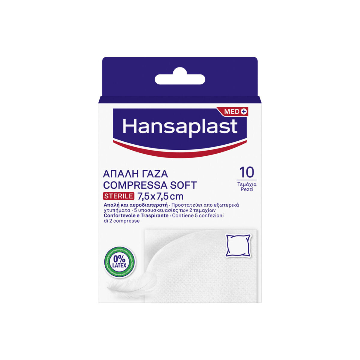 Hansaplast Compressa Soft Garze Sterili Per Ferite Postoperatorie 10 Pezzi 7,5x7,5cm-1