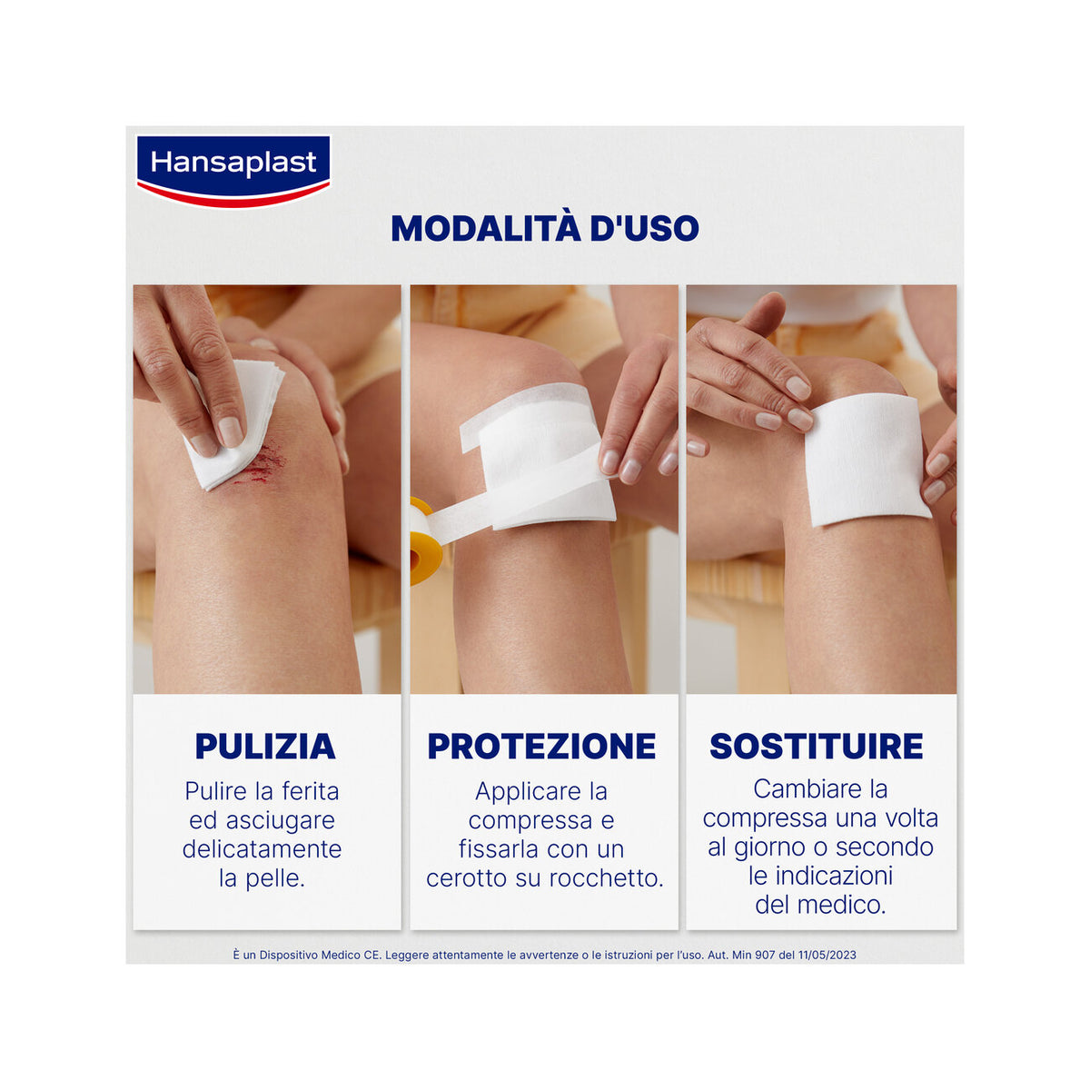 Hansaplast Compressa Soft Garze Sterili Per Ferite Postoperatorie 10 Pezzi 7,5x7,5cm-3