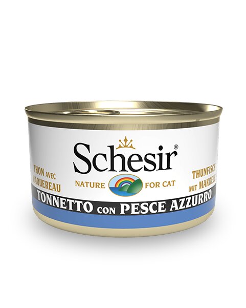 Schesir Tonnetto Con Pesce Azzurro Cibo Umido Gatti Adulti Lattina 85g-2